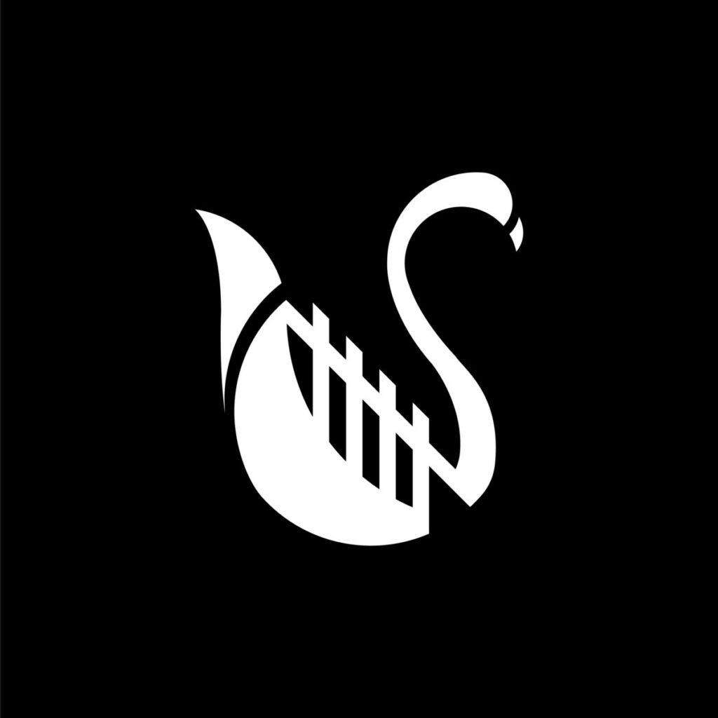 Logo de l'Harmonie de Sanvignes en blanc sur fond noir.
