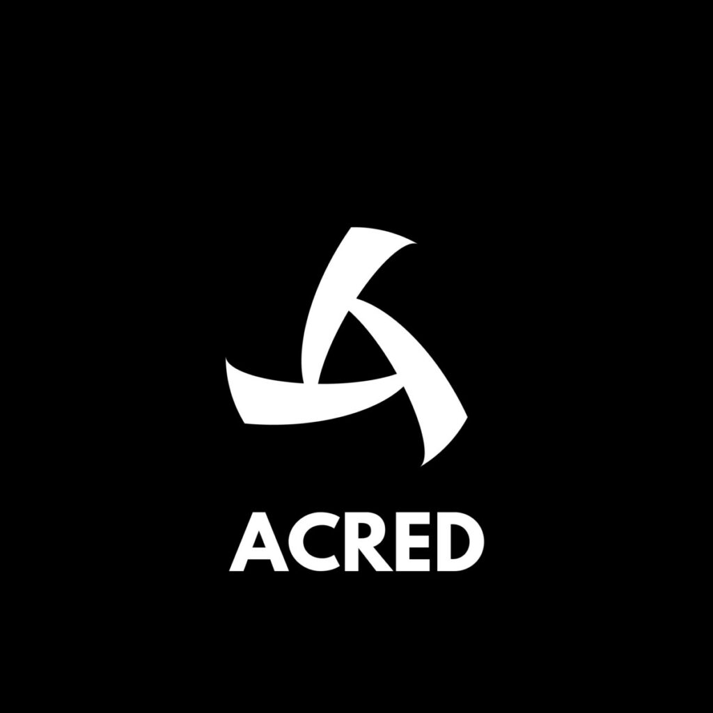 Logo ACRED blanc sur fond noir.