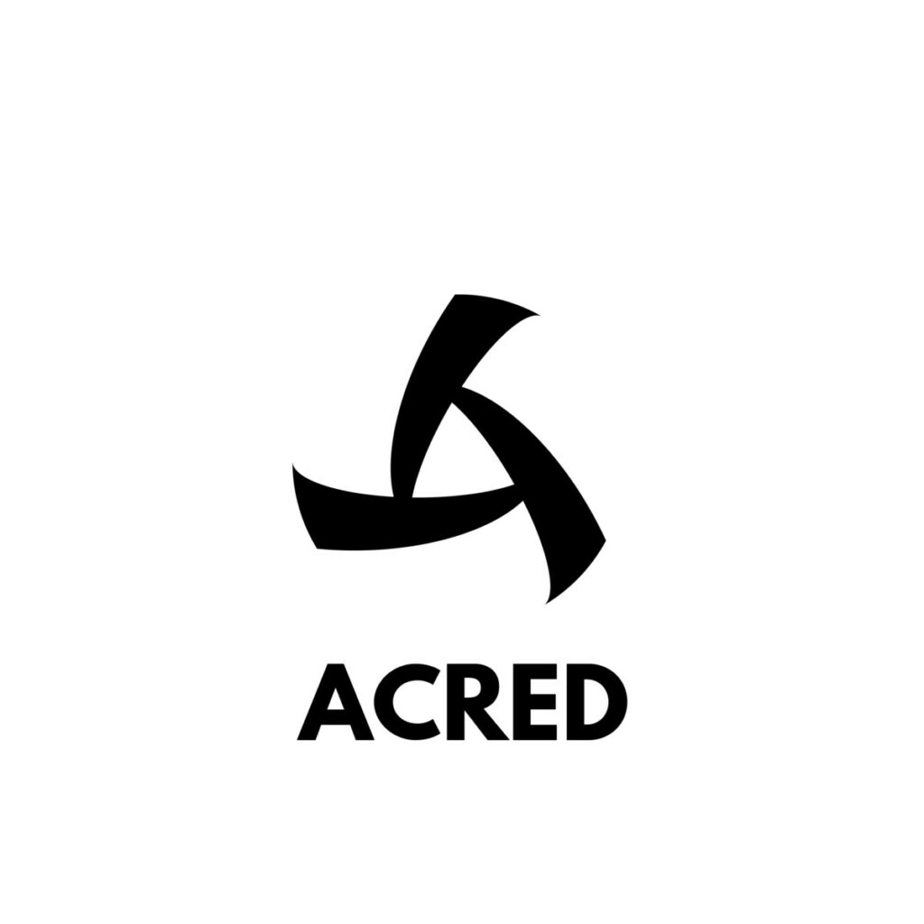 Logo ACRED noir sur fond blanc.