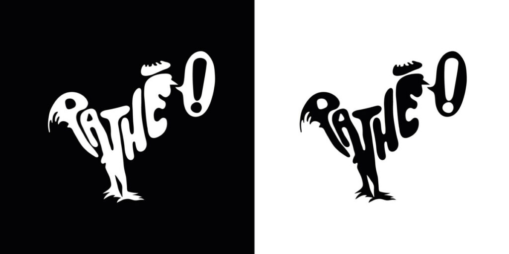 À gauche, logo Pathé blanc sur fond noir.
À droite, logo Pathé noir sur fond blanc.